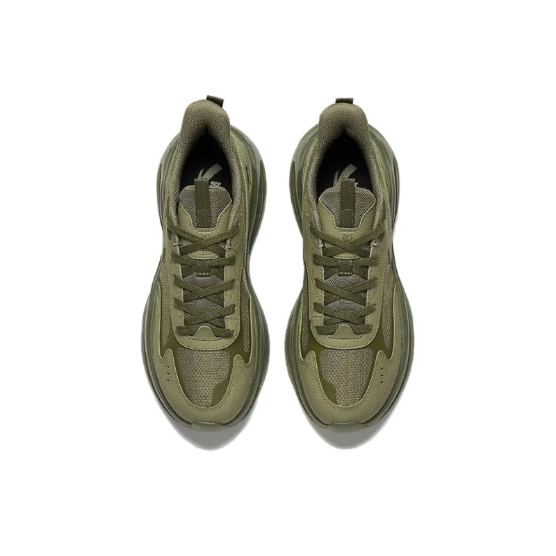 CHAOJIANTA Slip Resistant Breathable Height Increasing Low Top Chunky Sneakers Men's Green-2