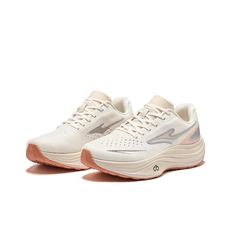Erke Cushioned Wear Resistant Breathable Low Top Casual Running Shoes Women's Beige Gray-2