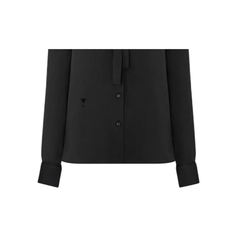 DIOR Ascot Blouse Shirt Women's Black-4