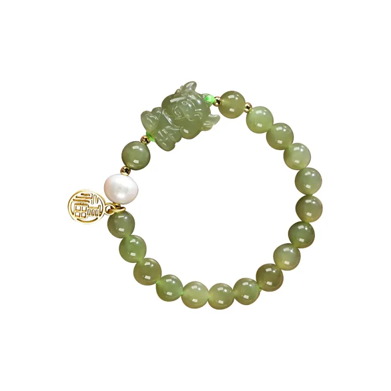 KUNYUYAO Chinese Zodiac Zodiac Year Bead Chain Beaded Bracelet White Jade Unisex-50