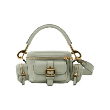 Chloe Cow Leather Camera Bag One Shoulder Handbag Small Size Women's Green