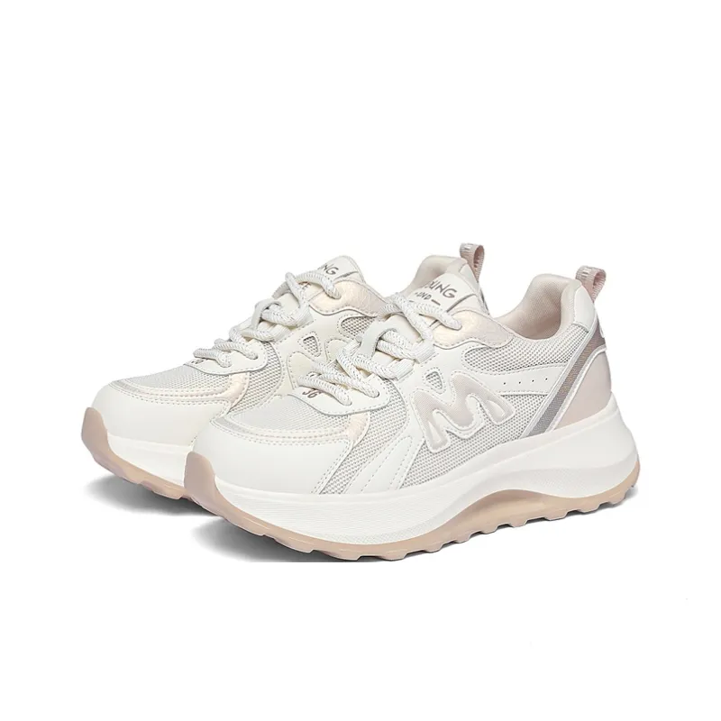 Golden Silk Rabbit Anti-Slip And Wear-Resistant Lightweight Height Increasing Low-Top Chunky Sneakers Women's-7