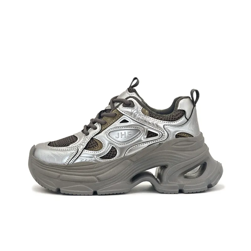JEHURFIE Breathable Moisture Wicking Lightweight Height Increasing Low Top Chunky Sneakers Women's-11