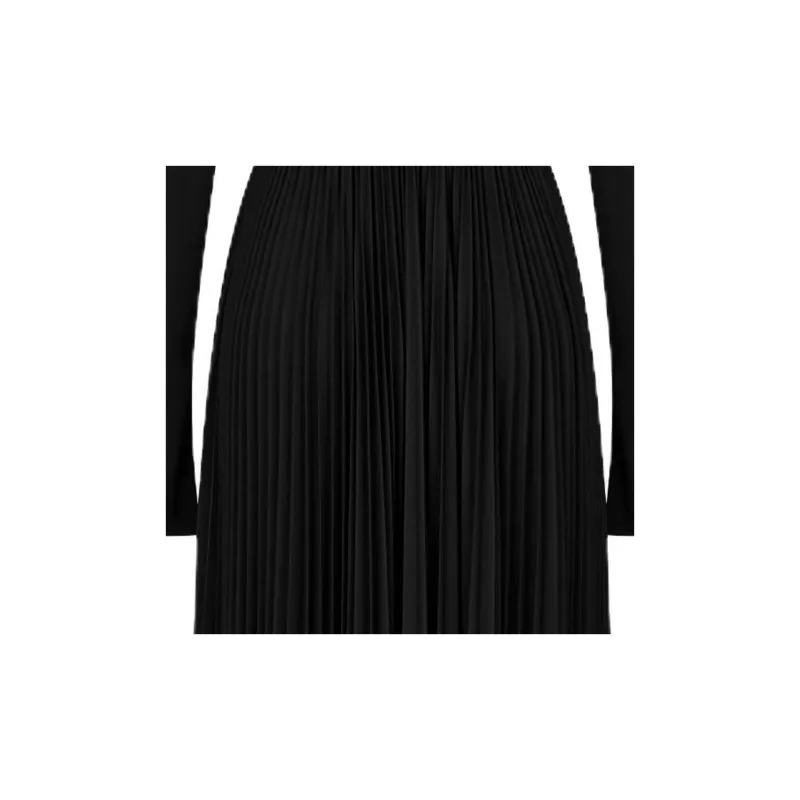 DIOR Mid-Length Pleated Dress Long-Sleeved Dresses Women's Black-2
