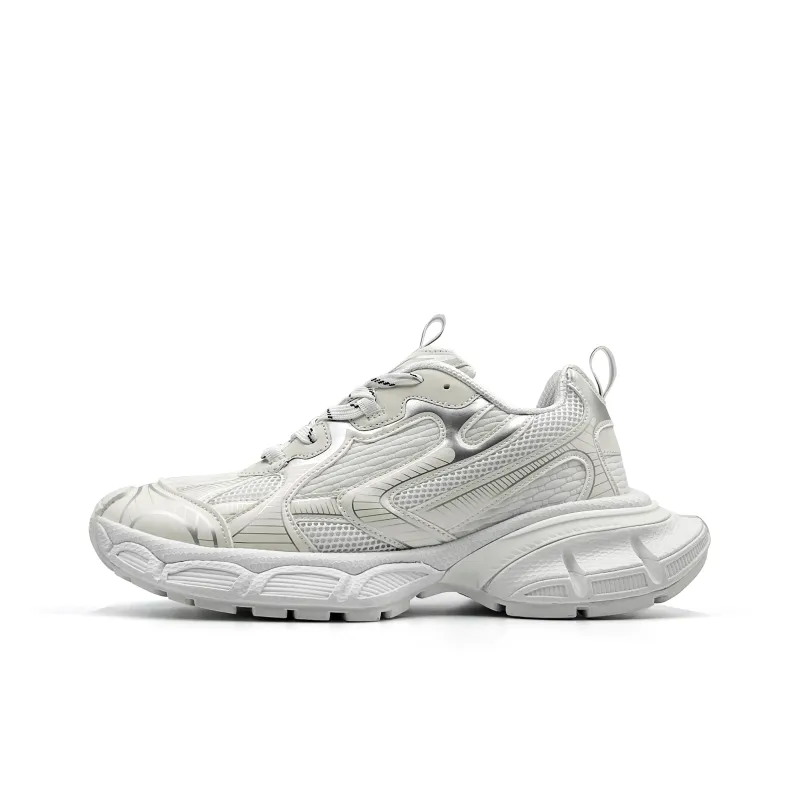 Hong Kong Meng Anti Slip And Wear Resistant Height Increasing Low Top Chunky Sneakers Unisex White-1