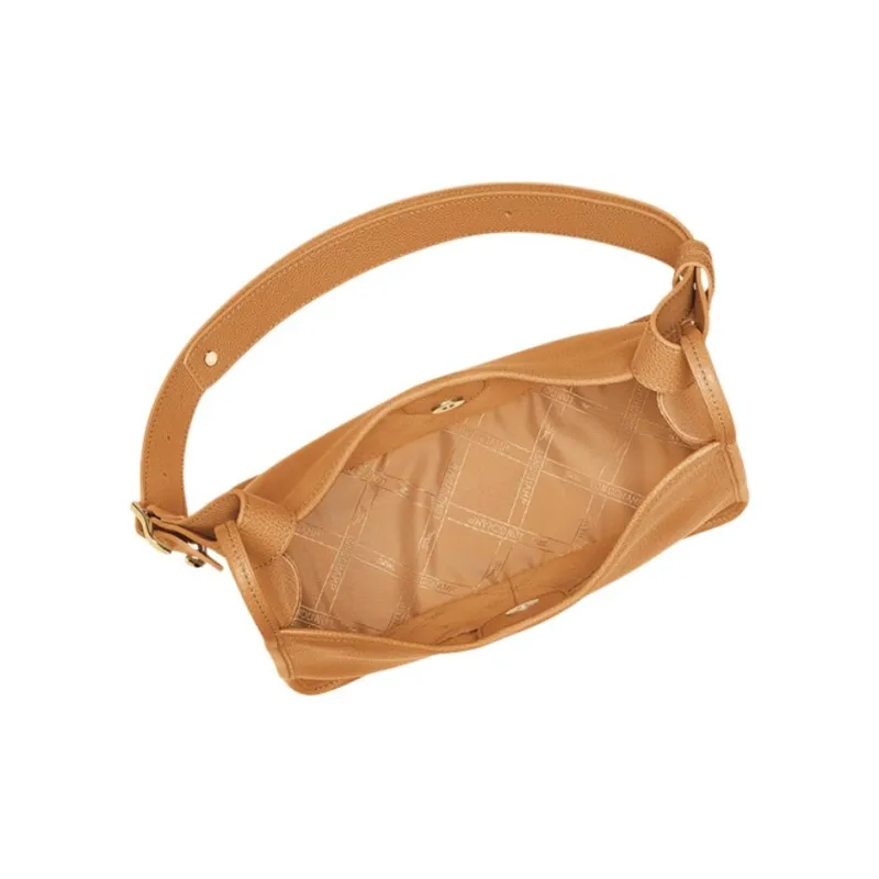 LONGCHAMP Le Foulonné Cow Leather Hobe Bag Handbag Shoulder Bag Medium Size Women's Walnut-3