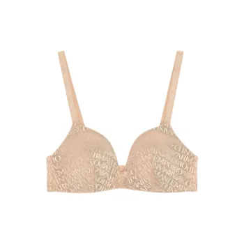 EMPORIO ARMANI Asv Padded Triangle Bra In Recycled Mesh With All over Logo Lettering
