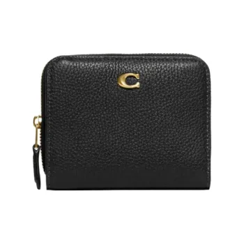 COACH Billfold Wallet Pebbled Leather Card Holder, Wallet Women's Black