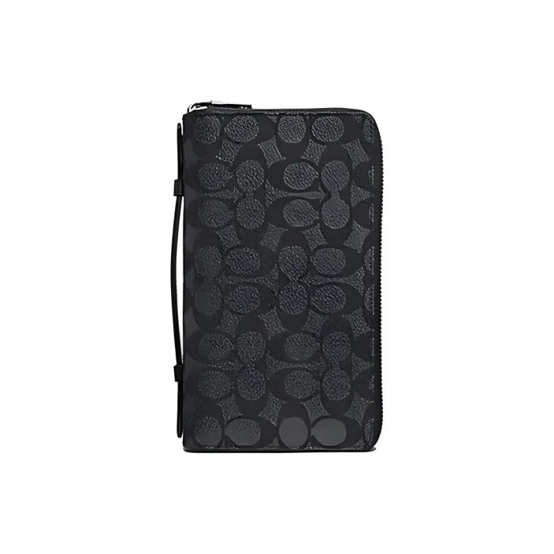 COACH Canvas With Leather Clutch Coin Purse Wallet Men's Black-3