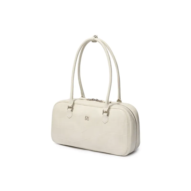 JONBAG Synthetic Leather Boston Bag, Shoulder Bag Tubas Women's Coffee/White-8