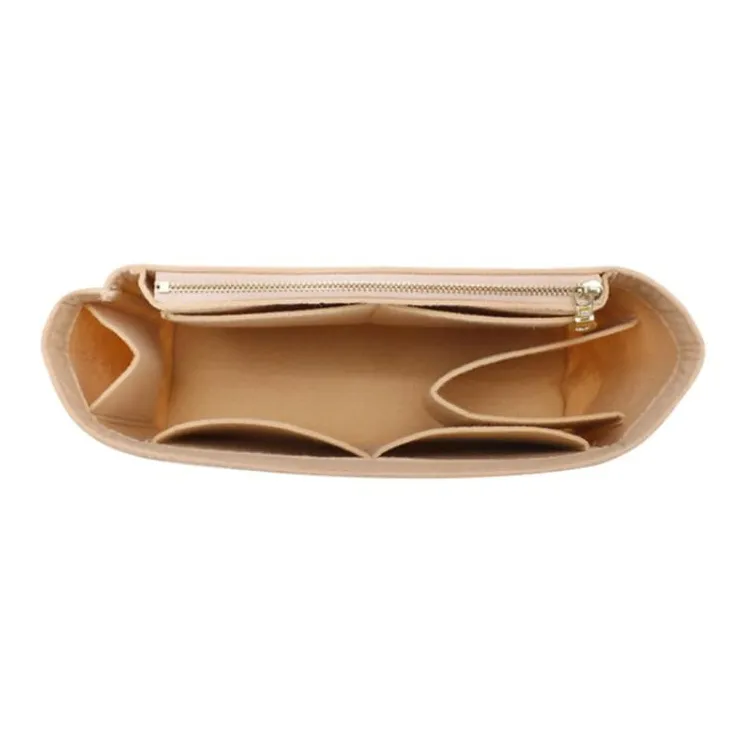Ingenuity Handmade Felt Artificial Leather Interior Pocket Storage Accessories Bag Strap Women's Beige/Brown-2