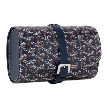 GOYARD Voyage Canvas With Leather Storage Bag Unisex Marine Blue