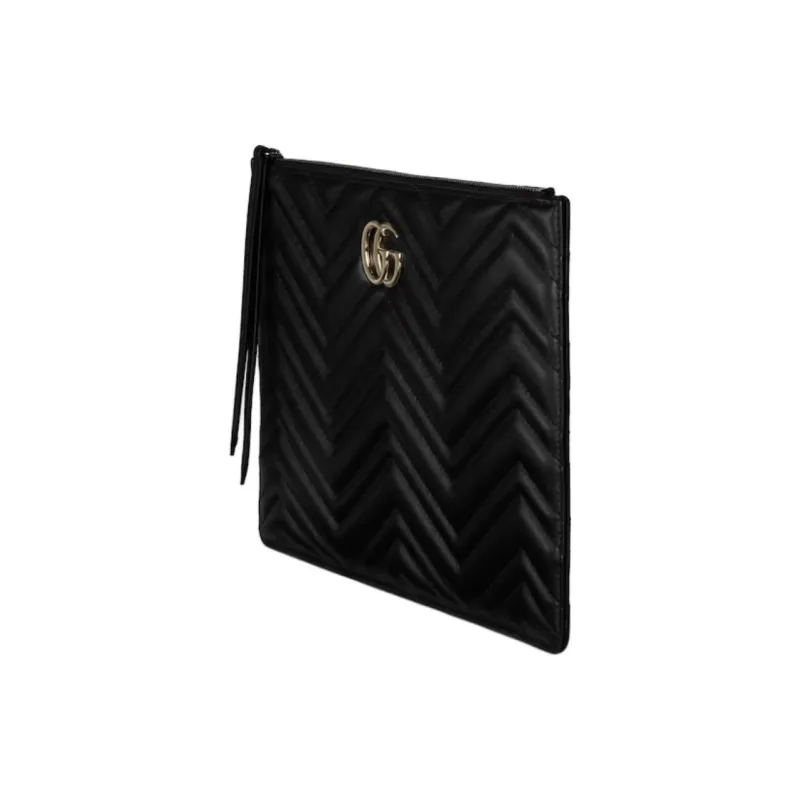 GUCCI GG Marmont Leather Clutch Large Size Women's Black-1