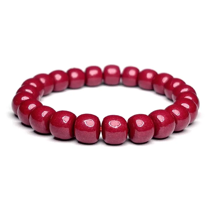 MOUNTAINS AND MANS Cinnabar New Chinese Style Good Luck Beaded Bracelet Unisex-3