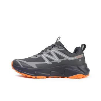 GORNORNIE Shock Absorbers With Slip Resistant And Abrasion Resistant Properties Low Top Outdoor Shoes Men's Gray Orange