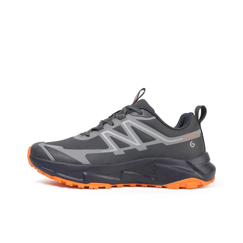 GORNORNIE Shock Absorbers With Slip Resistant And Abrasion Resistant Properties Low Top Outdoor Shoes Men's Gray Orange-0