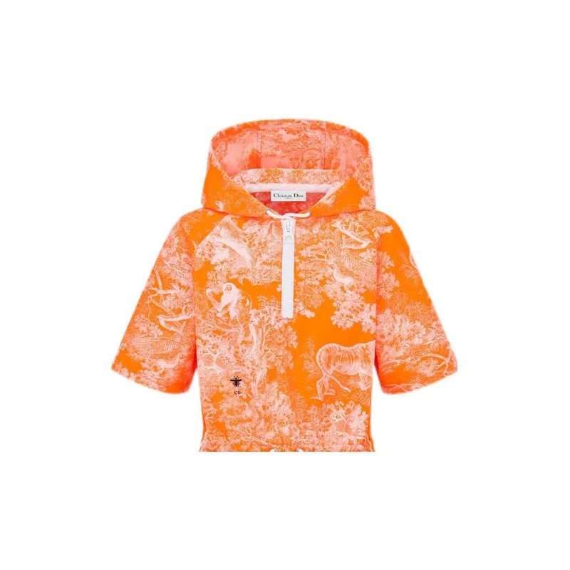 DIOR FW22 Short Sleeved Dress Women's Neon Orange-4