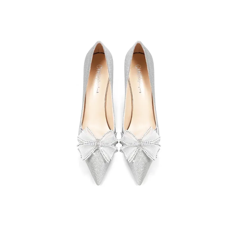 Crelinkxlat Princess Crystal Shoes Slim Heel High Heels Women's-3