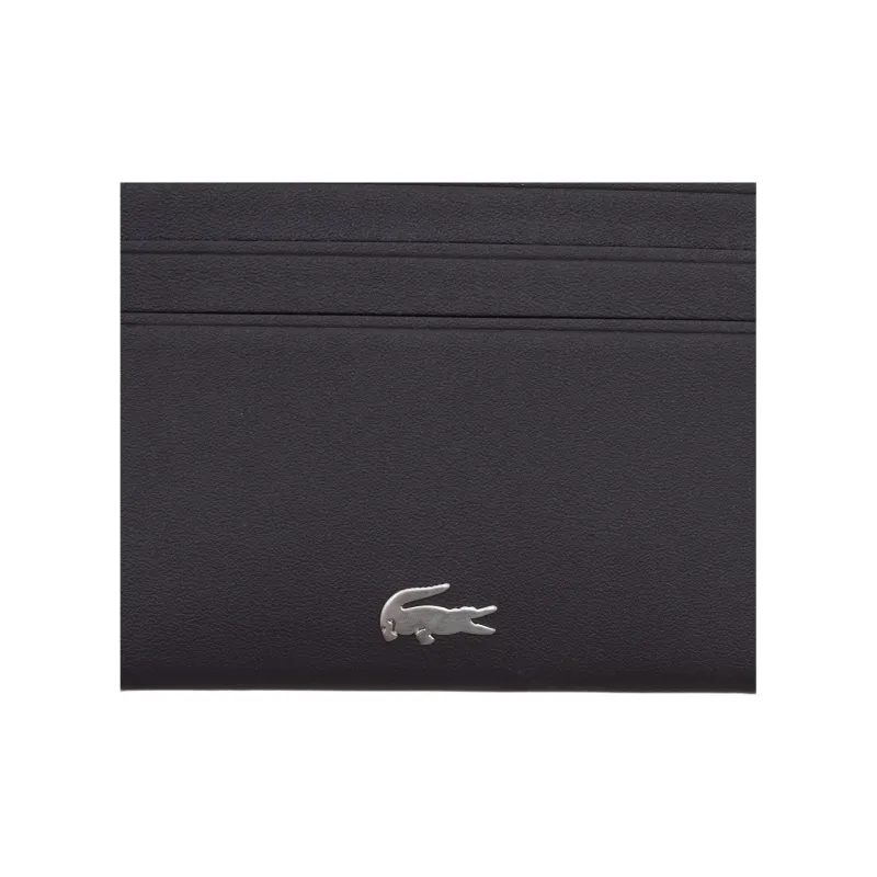 LACOSTE Calfskin Card Clip Card Holder Men's Coal Black-4