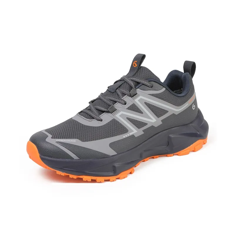 GORNORNIE Shock Absorbers With Slip Resistant And Abrasion Resistant Properties Low Top Outdoor Shoes Men's Gray Orange-1