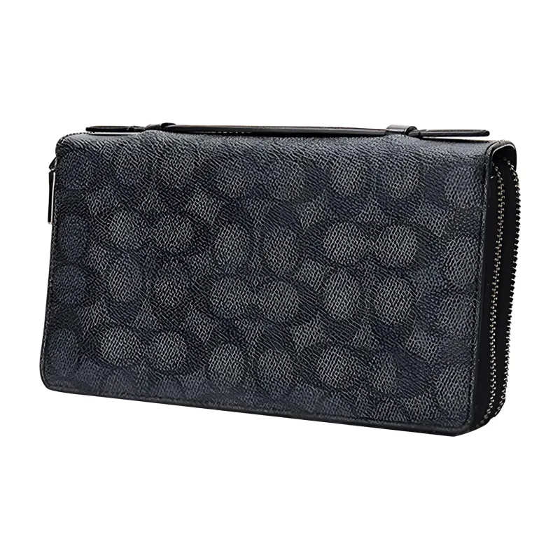 COACH Canvas With Leather Clutch Coin Purse Wallet Men's Black-1