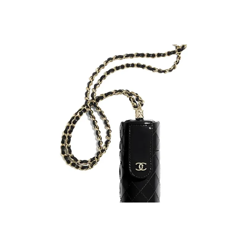CHANEL Calfskin Coin Purse Women's Black/Gold-4
