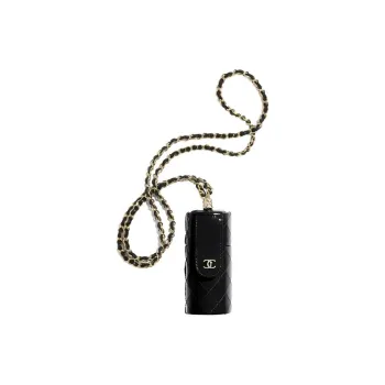 CHANEL Calfskin Coin Purse Women's Black/Gold