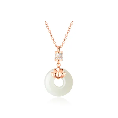 SHENGYALUO Hetian Jade Necklaces Pale Greenish White Jade Women's