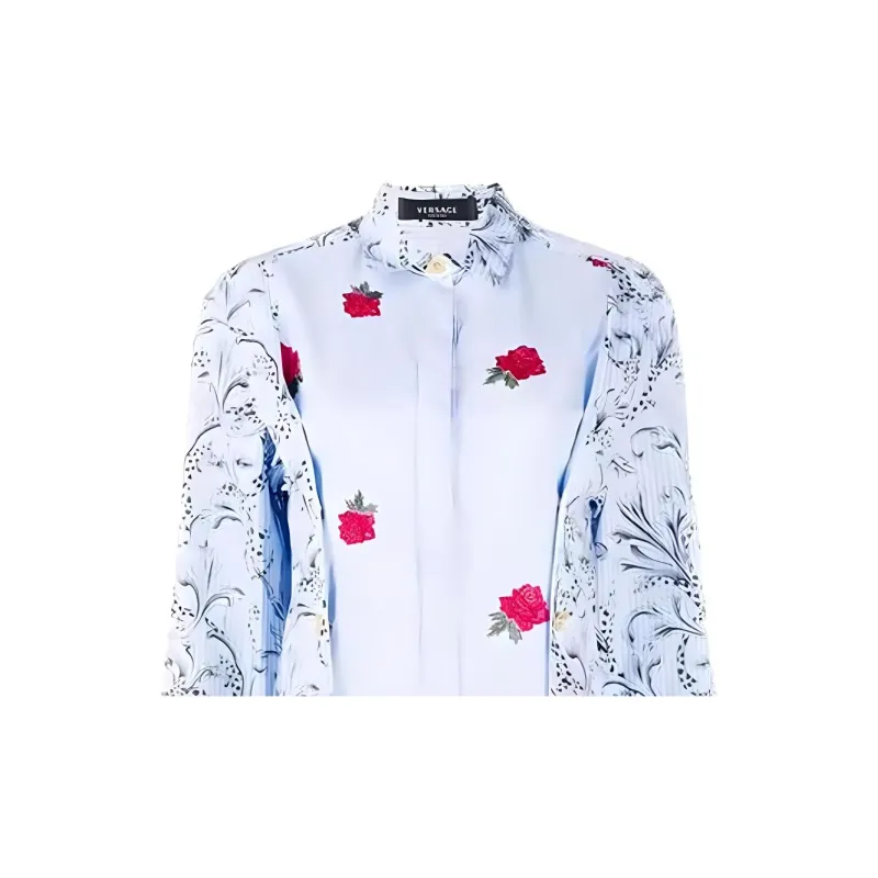 VERSACE Long Sleeve Collared Dress 'Blue'-4