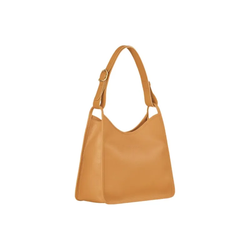 LONGCHAMP Le Foulonné Cow Leather Hobe Bag Handbag Shoulder Bag Medium Size Women's Walnut-1