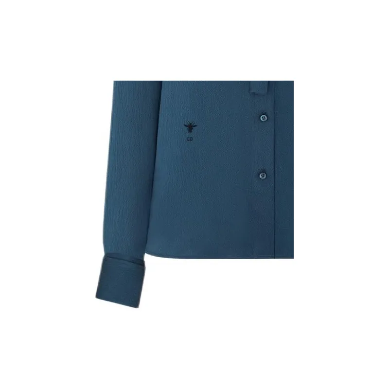 DIOR Ascot Blouse Shirt Women's Blue-4