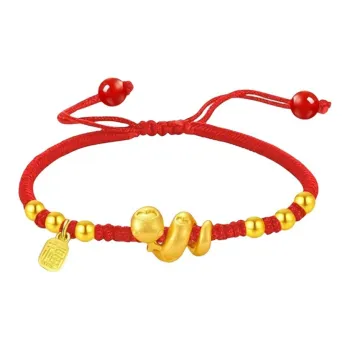 ZHIAIYONGHENG Festive Red Red Fire Wealth Rolling Snake Solid Gold Fixed Price Gold Bracelet Unisex