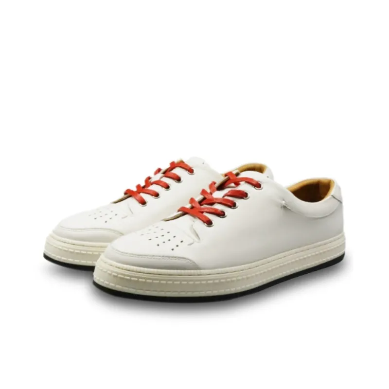 ANTONIO BAREZZI Cushioning Anti Slip Wear Resistant Breathable Moisture Wicking Low Top Casual Shoes Men's White-1