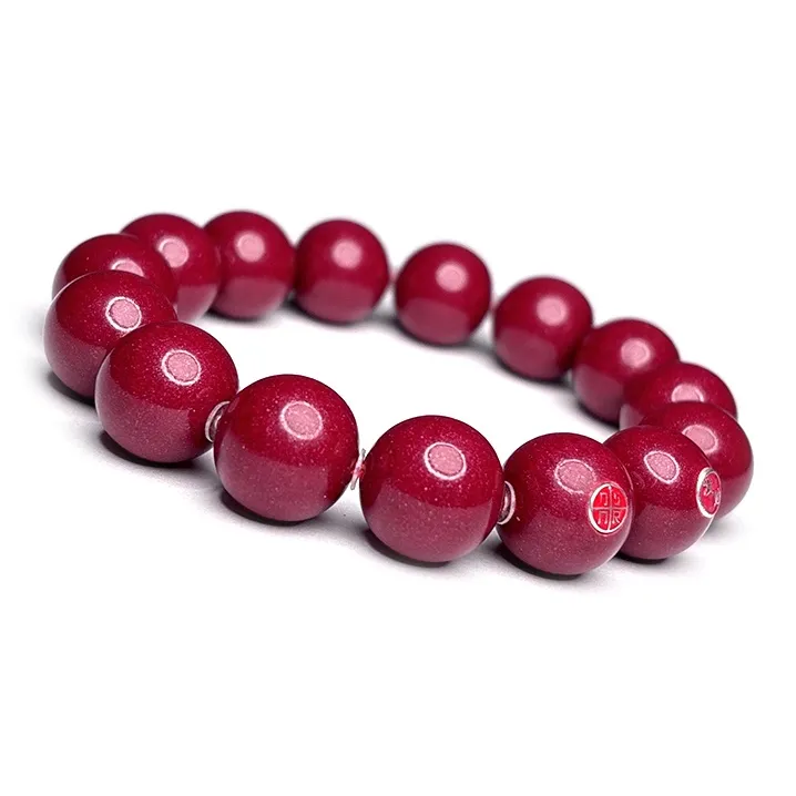 MOUNTAINS AND MANS Cinnabar New Chinese Style Good Luck Beaded Bracelet Men's-1
