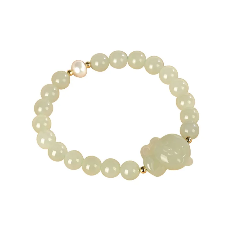 KUNYUYAO Chinese Zodiac Zodiac Year Bead Chain Beaded Bracelet White Jade Unisex-35