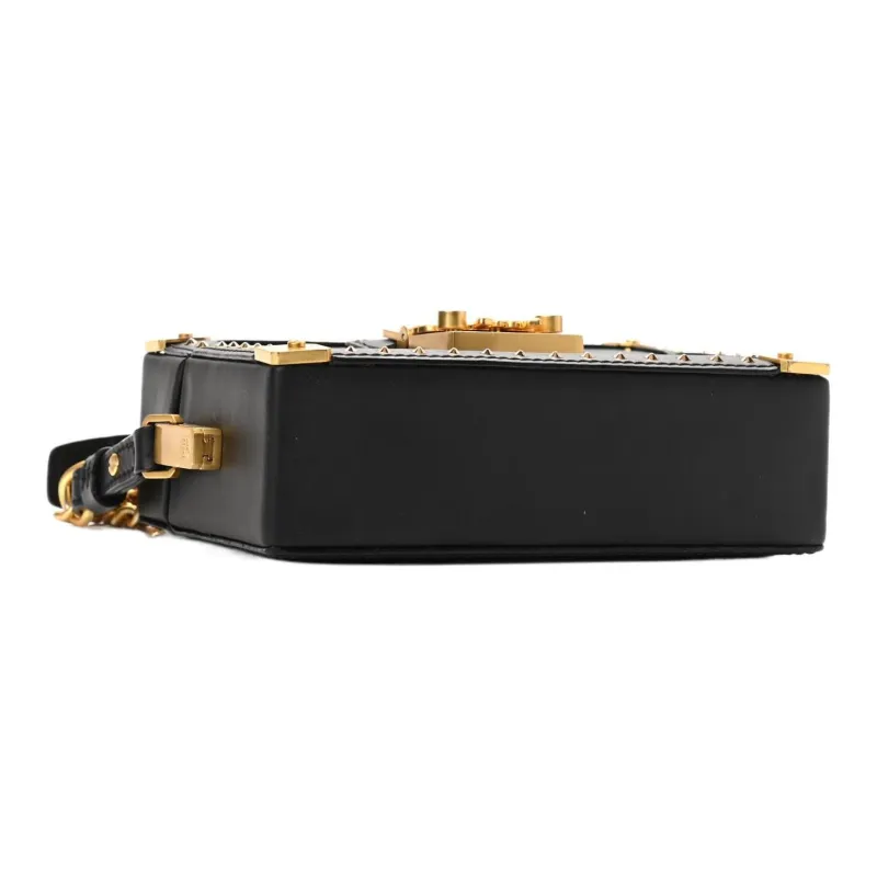 MCM Artificial Leather Shoulder Bag, Crossbody Bag Mini Women's Black, Black Gold-2