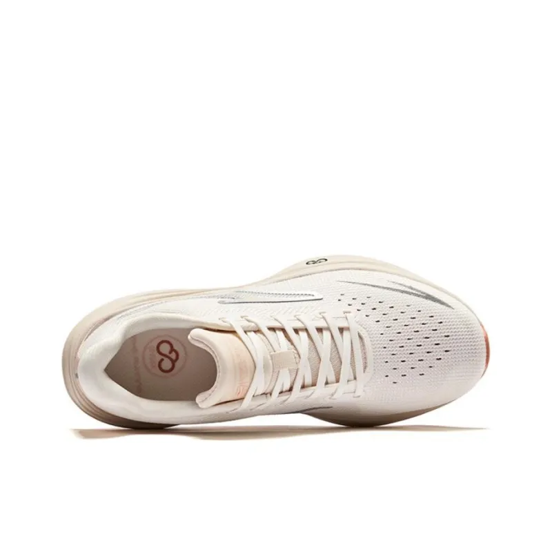 Erke Cushioned Wear Resistant Breathable Low Top Casual Running Shoes Women's Beige Gray-3