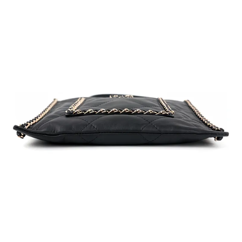 CHANEL Cow Leather Tote Bag, Shopping Bag, Tote Bag, Hippie Bag, Shoulder Bag, Crossbody Bag Trumpets Women's Black-3