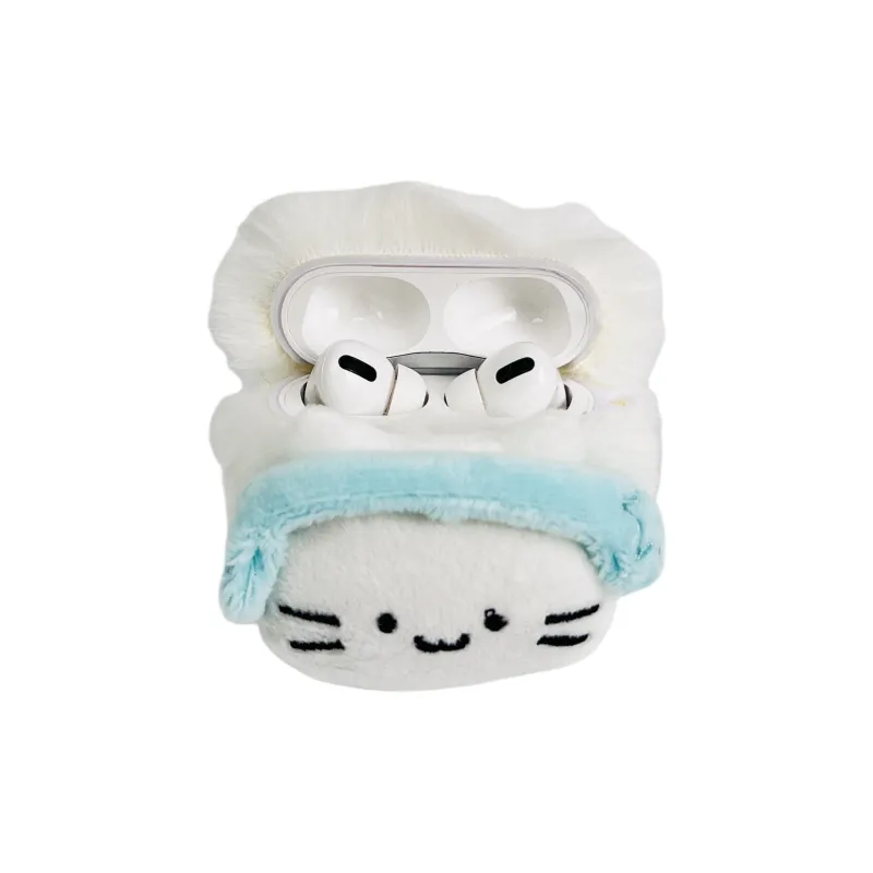 Wei Xin Compatibility With Apple AirPods 4/2/3/4th Generation/AirPods Pro/Pro 2 Plush Headphone Kitten Headphone Cases-1