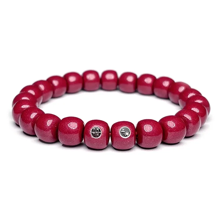 MOUNTAINS AND MANS Cinnabar New Chinese Style Good Luck Beaded Bracelet Unisex-1