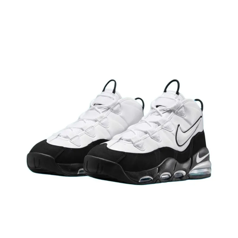 Nike Air Max Uptempo 95 Anti Slip Wear Resistant Mid Top Basketball Shoes Unisex White Black-2