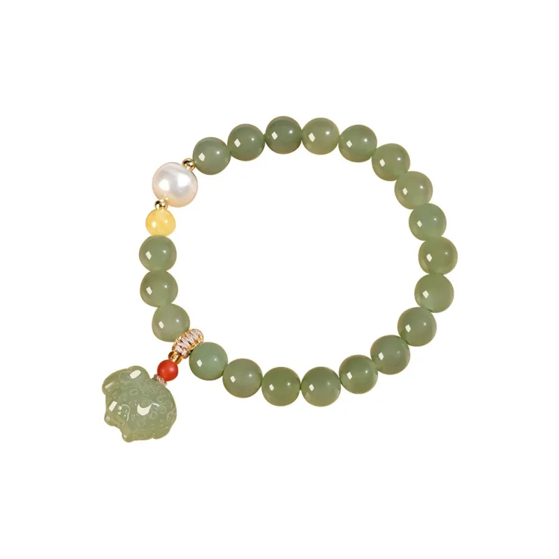KUNYUYAO Chinese Zodiac Zodiac Year Bead Chain Beaded Bracelet White Jade Unisex-26