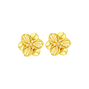 GRACE GIRL 18K Gold Cubic Zirconia Stud Earrings Women's