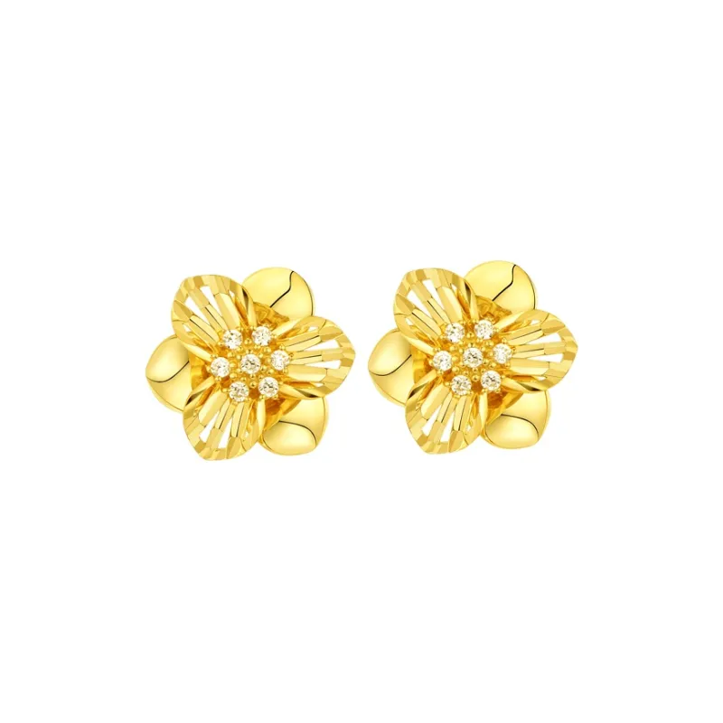 GRACE GIRL 18K Gold Cubic Zirconia Stud Earrings Women's-0