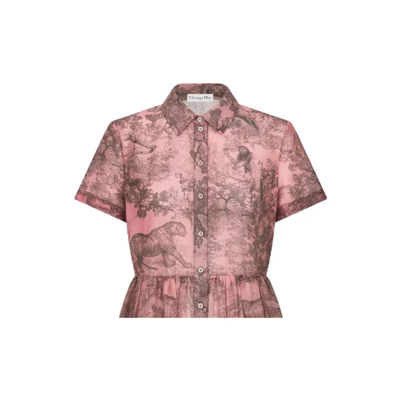 DIOR Short Sleeved Dress Women's Pink-2