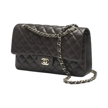 CHANEL Sheepskin Shoulder Bag Women's Dark Brown