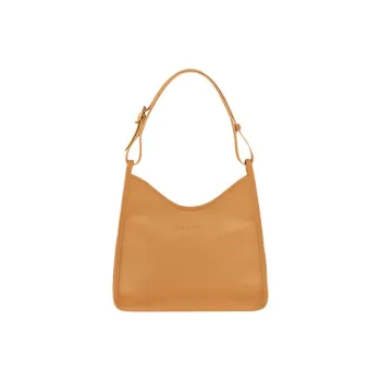 LONGCHAMP Le Foulonné Cow Leather Hobe Bag Handbag Shoulder Bag Medium Size Women's Walnut