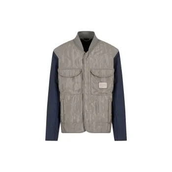 EMPORIO ARMANI Two tone Wave Motif Quilted Nylon Blouson