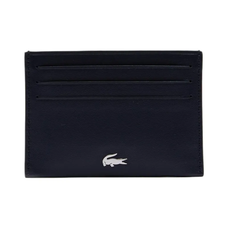 LACOSTE Calfskin Card Clip Card Holder Men's Coal Black-0