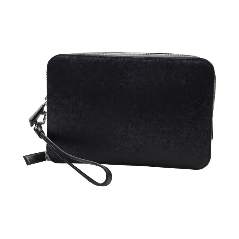 PRADA Saffiano Cow Leather Clutch Men's Black-2